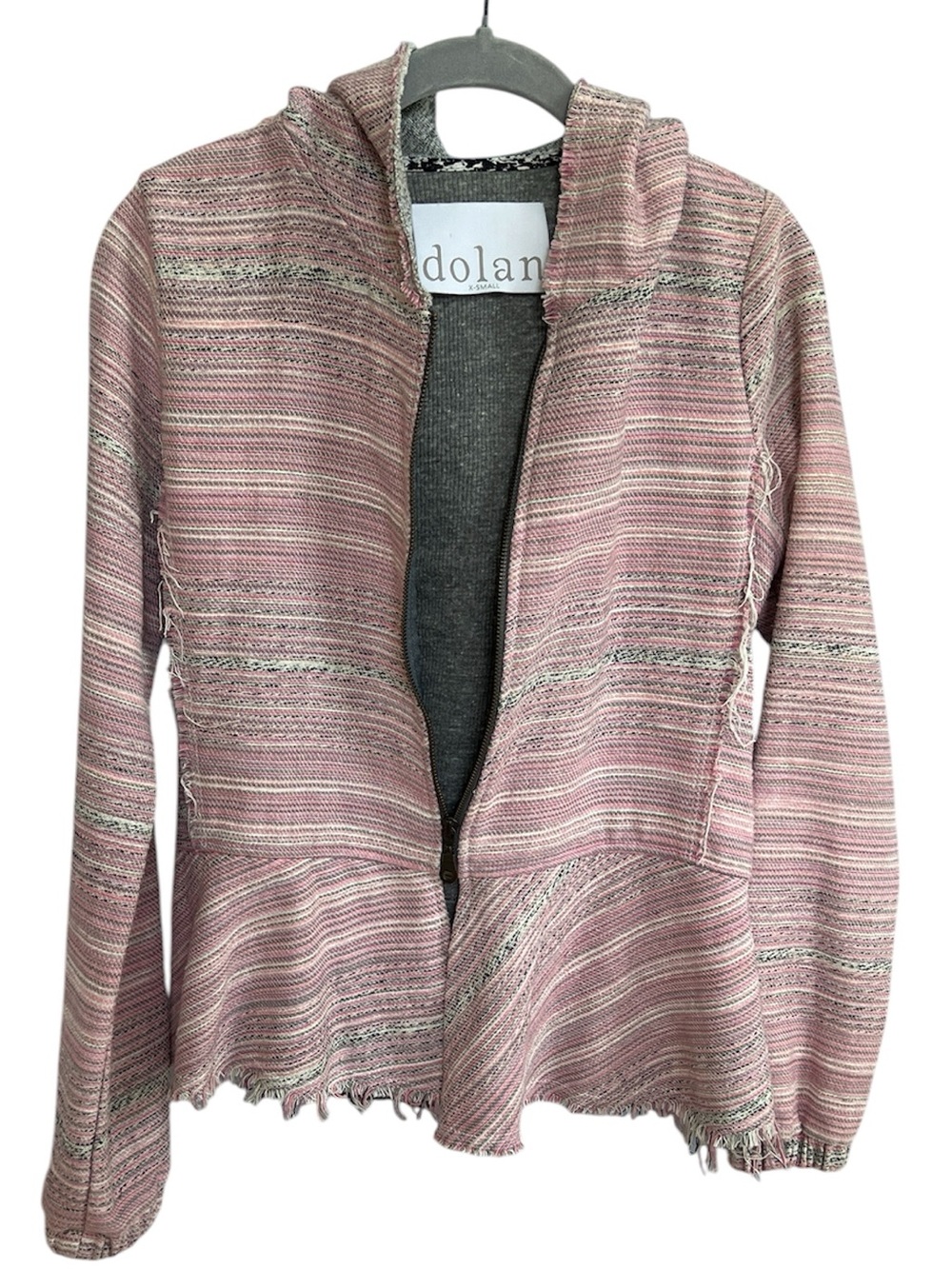 dolan Left Coast Collection Hooded Frayed Peplum Jacket/Cardigan Size XS